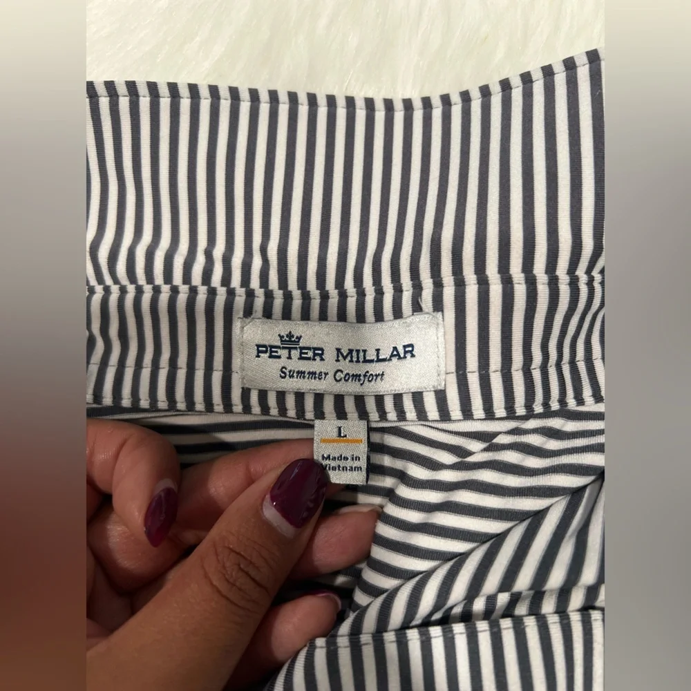 Peter Millar Summer comfort polo size Large striped EUC - Picture 4 of 8
